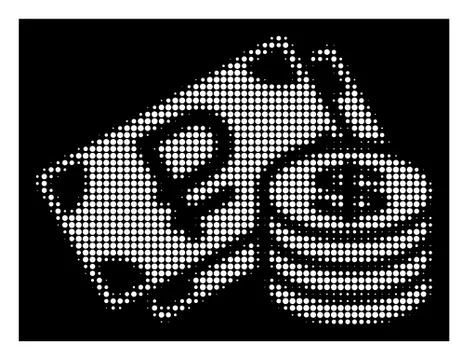 White Halftone Rouble And Dollar Cash Icon Illustrazione stock