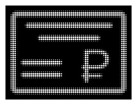White Halftone Rouble Cheque Icon 库存插图