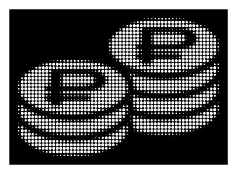 White Halftone Rouble Coin Stacks Icon イラスト素材