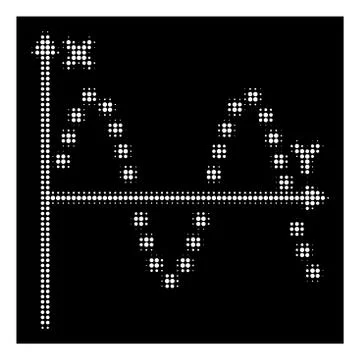 White Halftone Sine Plot Icon Illustrazione stock
