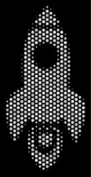 White Halftone Space Rocket Icon Stock Illustration