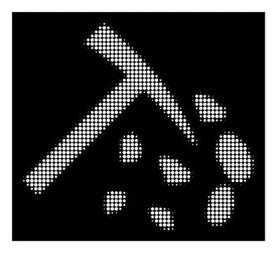 White Halftone Stone Mining Hammer Icon Stock Illustration