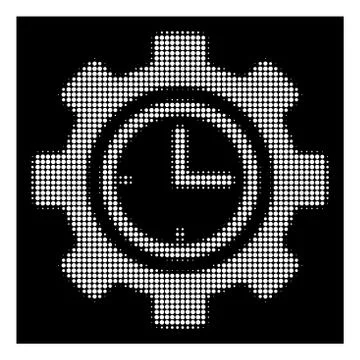 White Halftone Time Setup Gear Icon Stock-Illustration