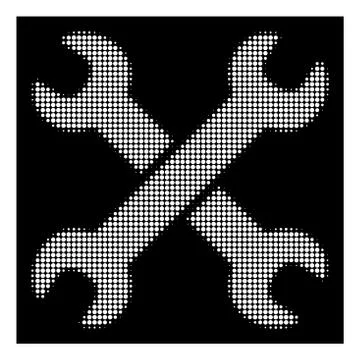 White Halftone Wrenches Icon Stock Illustration