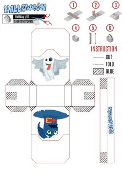 White halloween basket pattern ghost and witch hat Stock Illustration