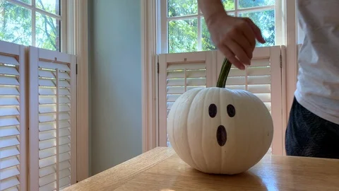 White halloween pumpkin Stock Footage 117125559