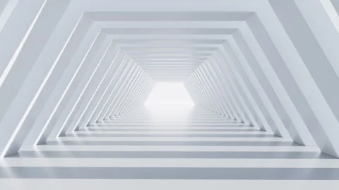 White hallway tunnel modern background. Clean geometric lines and shape. 3d.. Stock Footage 339315374