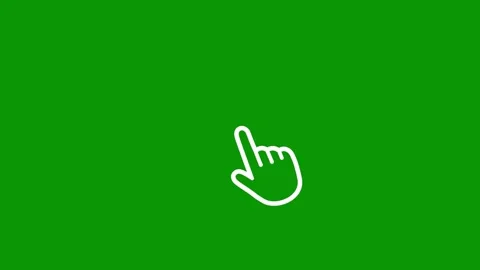 White hand cursor pointer icon clicking with burst lines on green screen Stock Footage 346824531