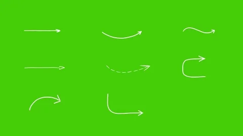 White hand-drawn arrows on a green background, animated Doodle Motion eleme.. Stock Footage 320185874