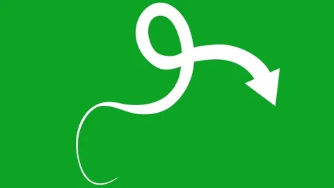 White hand drawn curly arrow animation with motion path on green screen backdrop Stock Footage 332673403