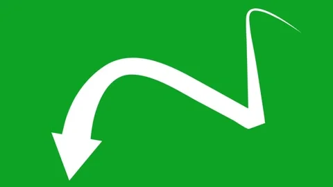 White hand drawn curved arrow icon animated motion graphic on green screen Stock Footage 332673397