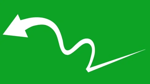 White hand drawn curved arrow animation appearing on green screen for video edit Stock Footage 332673404