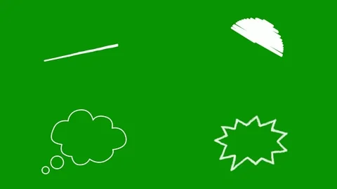 White hand drawn doodle animations upon the pure green screen displaying 库存影片 346825356