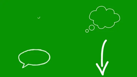 White hand drawn doodle elements over pure green screen. This asset Video stock 346825280