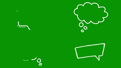 White hand drawn doodle elements over green screen. This asset showcases Video stock 346825331