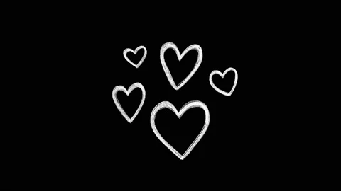 White hand drawn doodle hearts, looping stop motion animation Stock Footage 159664577