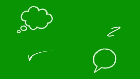 White hand drawn doodle items on green screen. This asset contains thought Stock Footage 346825145
