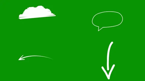 White hand drawn doodle items on green screen. This asset contains solid Stock-Footage 346825418
