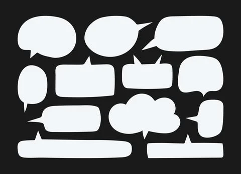 White hand drawn doodle Speech bubble. Empty text box for message and thinkin Stock Illustration