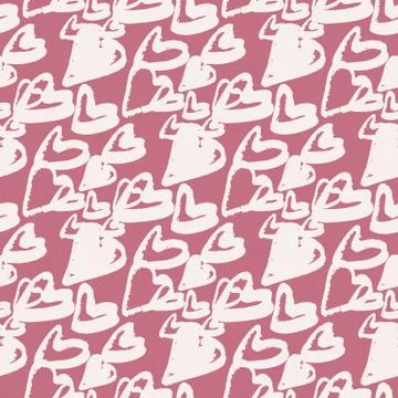 White hand drawn elements seamless pattern. Pink background. Simple love roma Stockillustratie