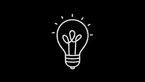 White hand drawn scribble light bulb outline seamless loop animation. Stock Footage 340851542