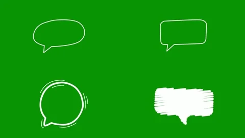 White hand drawn speech bubble doodles isolated over green screen. This Stock-Footage 346825168