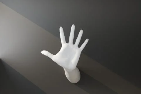 White hand with gesture stop from wall Illustrazione stock