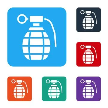 White Hand grenade icon isolated on white background. Bomb explosion. Set icons Ilustración de archivo