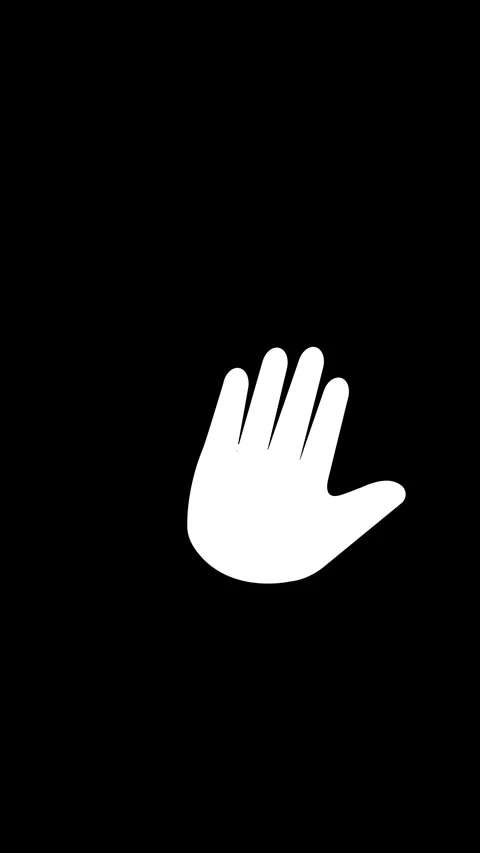 White hand icon animation on black background, minimalist design symbolizin.. Stock Footage 319843218