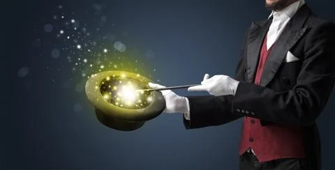 White hand in middle of conjuring Stock Photos