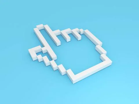 White hand pixels on blue Stock Illustration