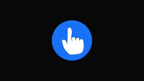 White Hand Pointer Icon with Index Finger Raised in a Blue Circle on a Blac.. Stock Footage 330348828