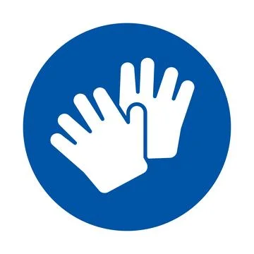 White Hand Symbol on Blue Circle Background Representing Care and Assistance Stock Illustration