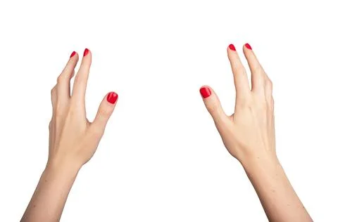 A white hand in a virtual reality VR perspective, reaching out with fingers Stock Photos