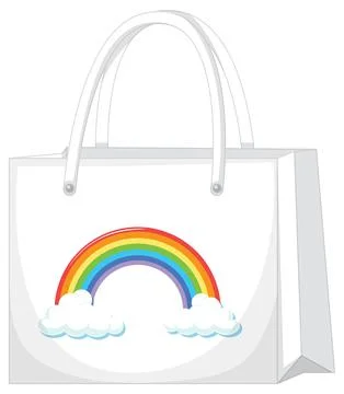 A white handbag with rainbow pattern 스톡 일러스트