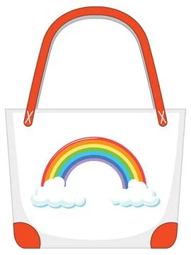 A white handbag with rainbow pattern Illustrazione stock