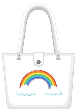 A white handbag with rainbow pattern Illustrazione stock