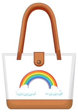 A white handbag with rainbow pattern Illustrazione stock