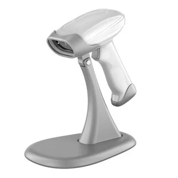 White Handheld Bar Code Scanner with Adjustable Stand, 3D rendering White ... Stock Photos