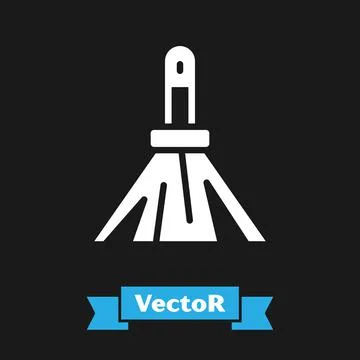 White Handle broom icon isolated on black background. Cleaning service concept Illustration