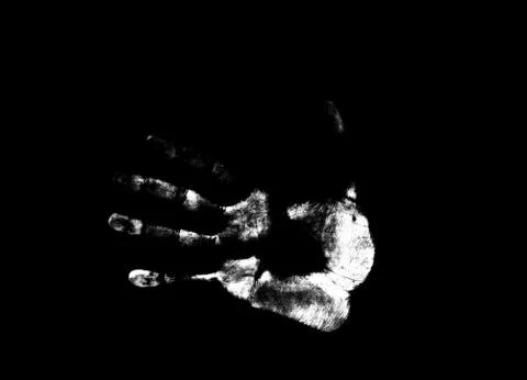 White handprint on black Stock Illustration