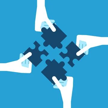 White hands holding puzzles Stock Illustration