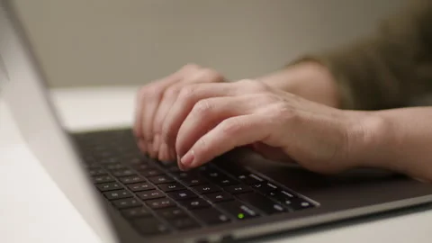 White Hands Typing on Laptop Close Up Stock Footage 305045893