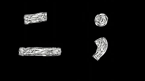 White handwritten dot and comma symbol on black background Video stock 276375576