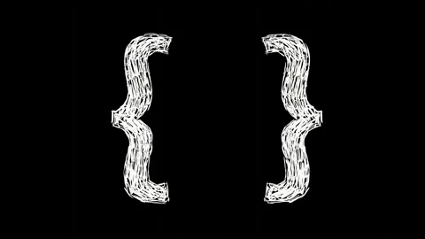 White handwritten initial brackets on a black background Video stock 276376270