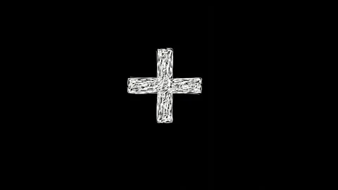 White handwritten plus symbol on black background Video stock 276375476