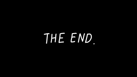 White handwritten-style text "THE END." on black background Stock Footage 317300964
