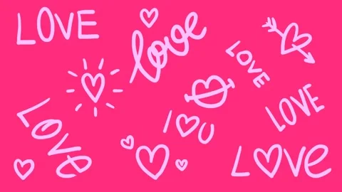 White handwritten text Love, handdrawn doodle heart with cupid's arrow Video stock 264199025