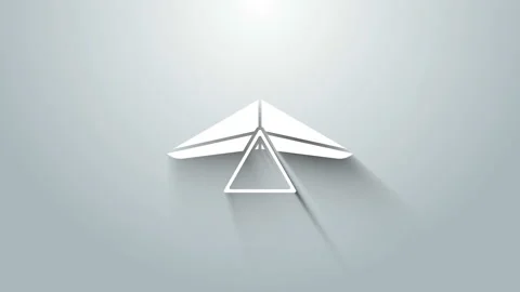 White Hang glider icon isolated on grey background. Extreme sport. 4K Video Stock Footage 145666176