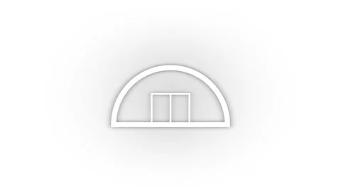 White hangar icon with shadow isolated on white background. Stock Footage 174100883